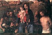 BELLINI, Giovanni Madonna and Child with Four Saints and Donator Spain oil painting artist